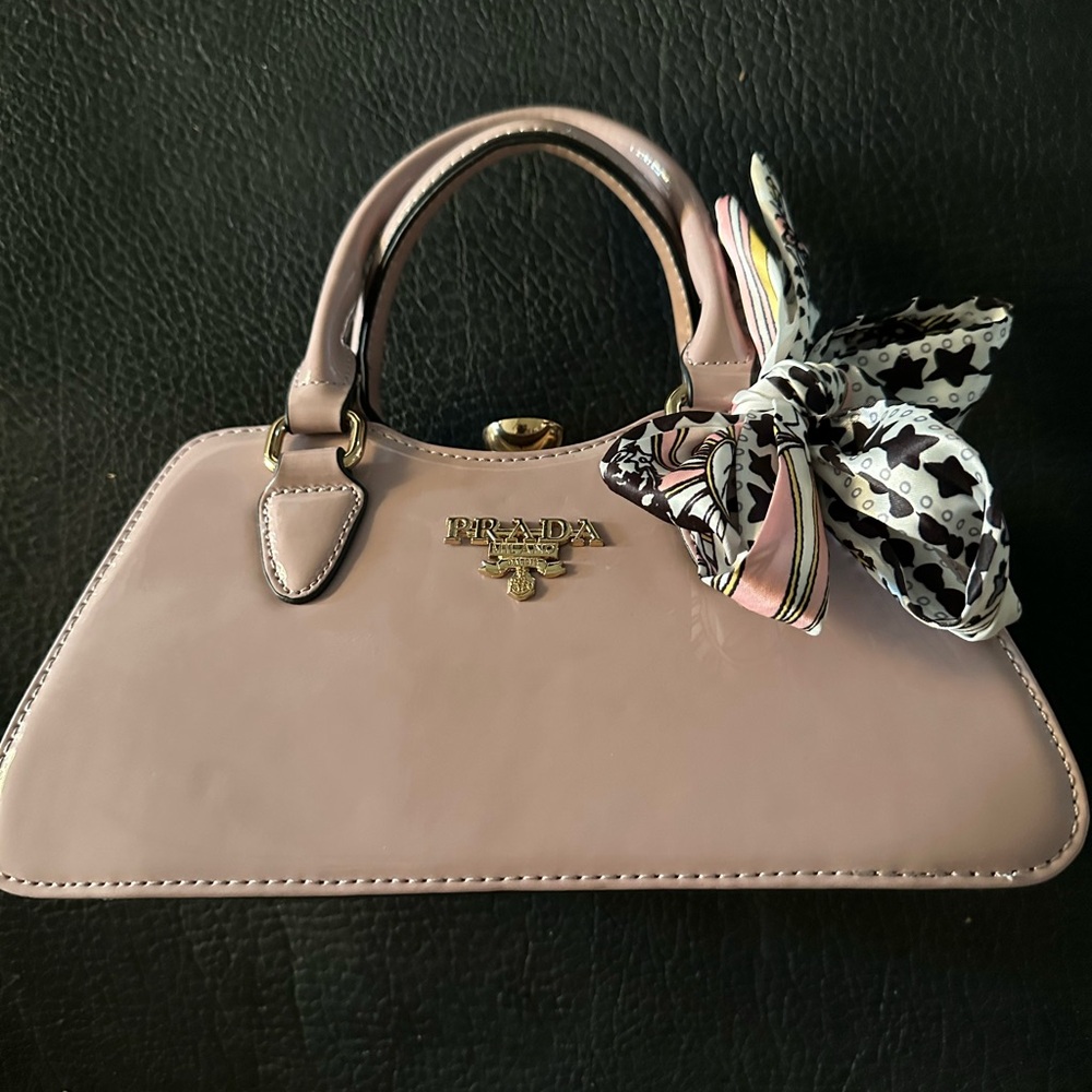 Small patent leather beige Prada bag great condition